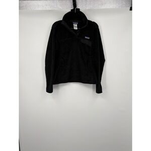 Patagonia Women's fuzzy Black Fleece Snap Pullover Jacket Size s